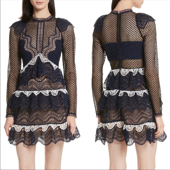 Self-Portrait Dresses & Skirts - NWT Self Portrait Ruffle Wave Guipure Minidress